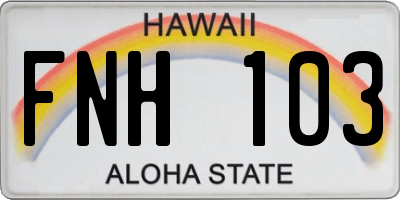HI license plate FNH103