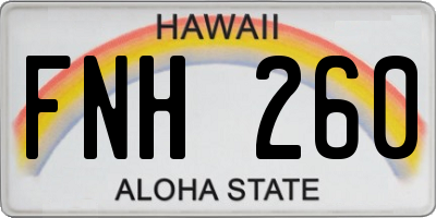 HI license plate FNH260