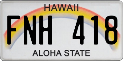 HI license plate FNH418