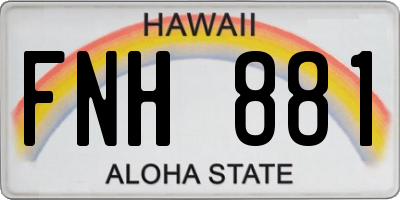 HI license plate FNH881
