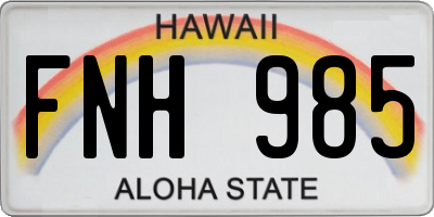 HI license plate FNH985