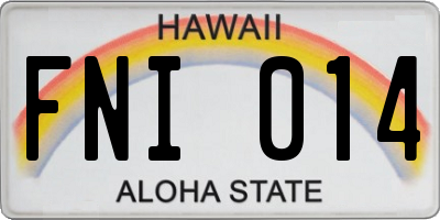 HI license plate FNI014