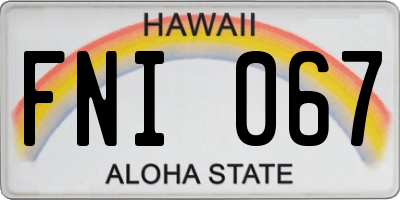 HI license plate FNI067