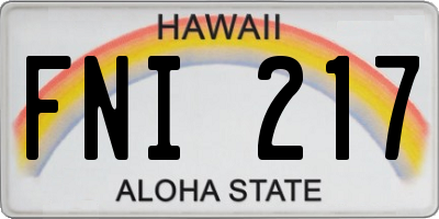 HI license plate FNI217