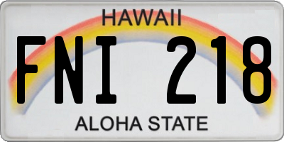 HI license plate FNI218