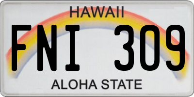 HI license plate FNI309