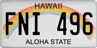 HI license plate FNI496