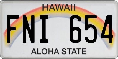 HI license plate FNI654