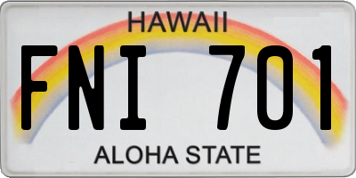HI license plate FNI701