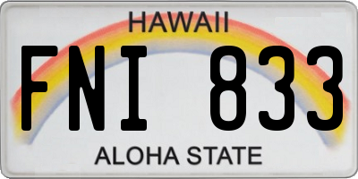 HI license plate FNI833