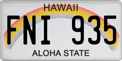 HI license plate FNI935