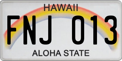 HI license plate FNJ013