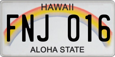HI license plate FNJ016