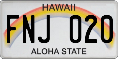 HI license plate FNJ020