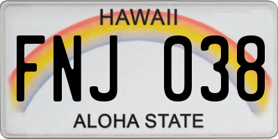 HI license plate FNJ038