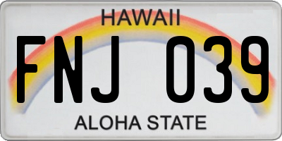 HI license plate FNJ039