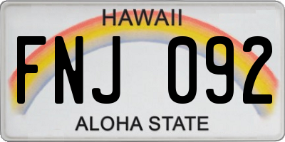 HI license plate FNJ092