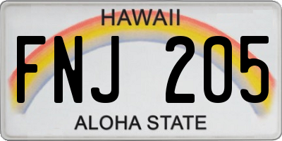 HI license plate FNJ205
