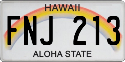 HI license plate FNJ213