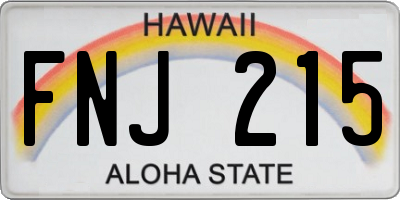HI license plate FNJ215