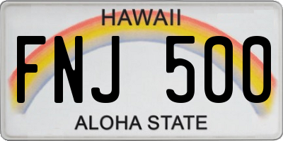 HI license plate FNJ500