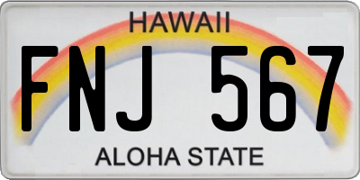 HI license plate FNJ567