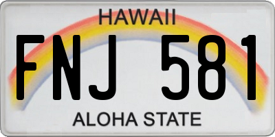 HI license plate FNJ581