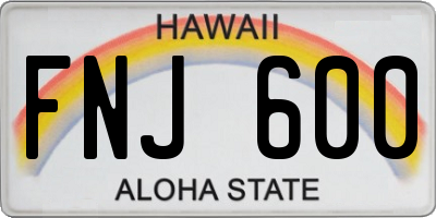 HI license plate FNJ600