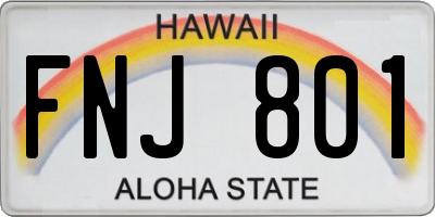 HI license plate FNJ801