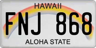 HI license plate FNJ868