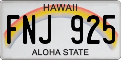 HI license plate FNJ925