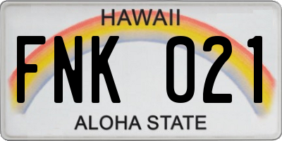 HI license plate FNK021