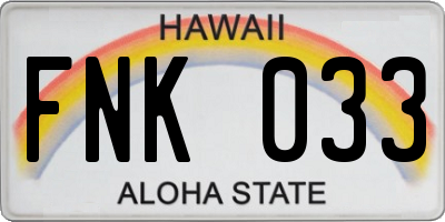HI license plate FNK033