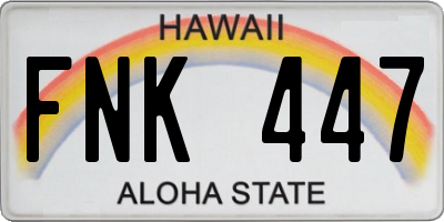 HI license plate FNK447