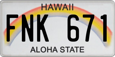 HI license plate FNK671