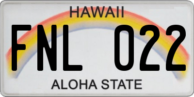 HI license plate FNL022