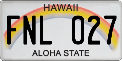 HI license plate FNL027
