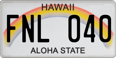 HI license plate FNL040