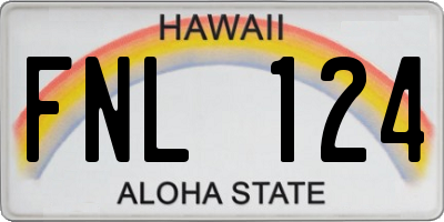 HI license plate FNL124
