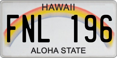 HI license plate FNL196