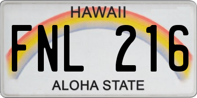 HI license plate FNL216