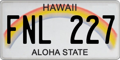 HI license plate FNL227