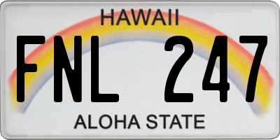 HI license plate FNL247