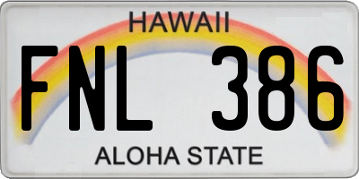 HI license plate FNL386