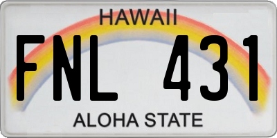HI license plate FNL431