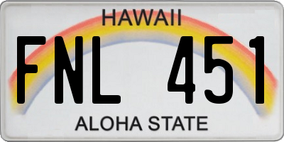 HI license plate FNL451