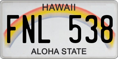 HI license plate FNL538