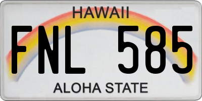 HI license plate FNL585