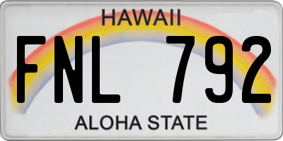 HI license plate FNL792