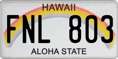 HI license plate FNL803